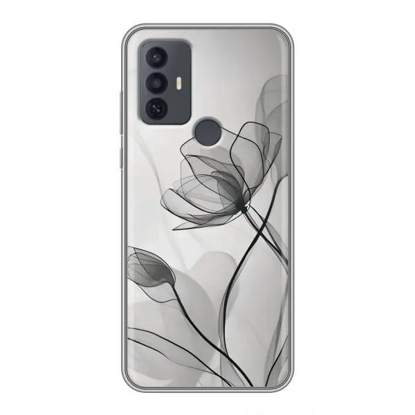 Чехол с принтом «Черные цветы» для TCL 30E Чехол с принтом «Черные цветы» для TCL 30E