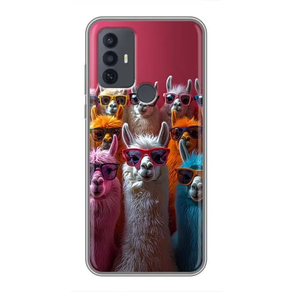 Чехол с принтом «Ламы в очках» для TCL 30E