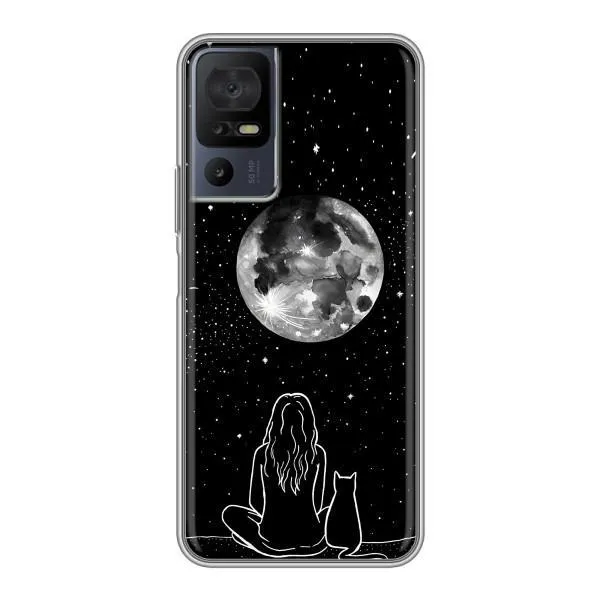 Чехол с принтом «Девушка с котом» для TCL 40 SE