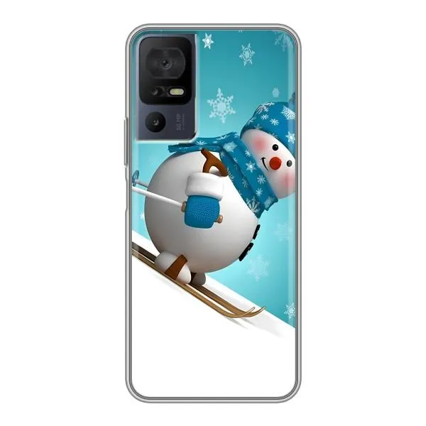 Чехол с принтом «Снеговик на лыжах» для TCL 40 SE
