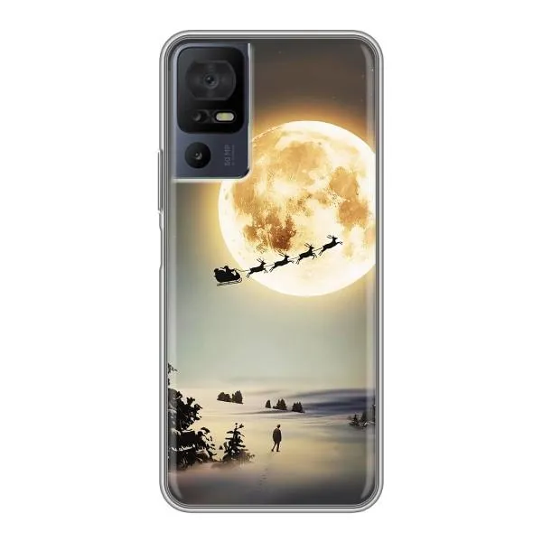 Чехол с принтом «Санта на луне» для TCL 40 SE