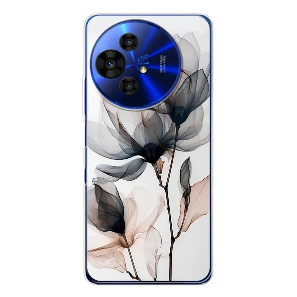 Чехол с принтом «Цветы на белом» для TCL 50 Pro NxtPaper
