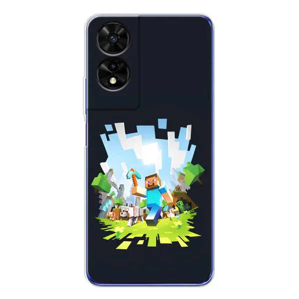 Чехол с принтом «персонажи Minecraft» для TCL 505