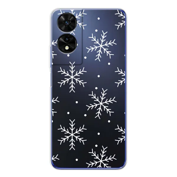 Чехол с принтом «Белые снежинки» для TCL 505
