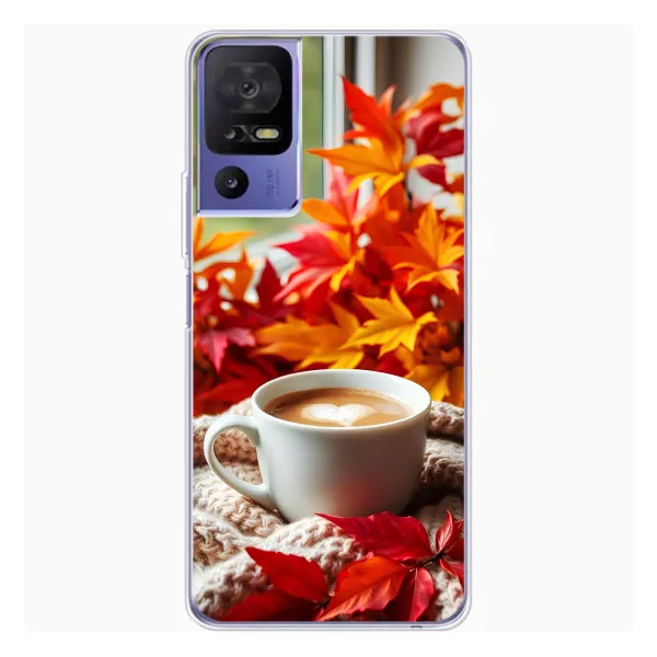 Чехол с принтом «Кофе и листья» для TCL 605 Чехол с принтом «Кофе и листья» для TCL 605
