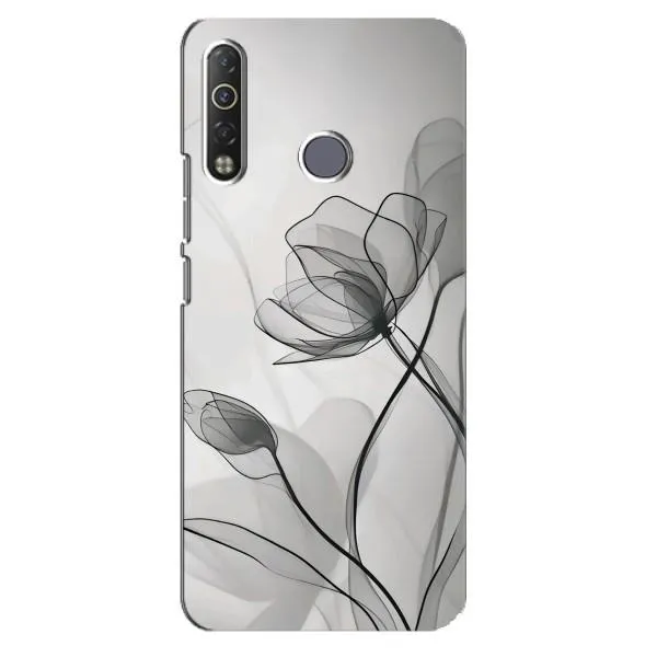 Чехол с принтом «Черные цветы» для TECNO Camon 12 Air CC6