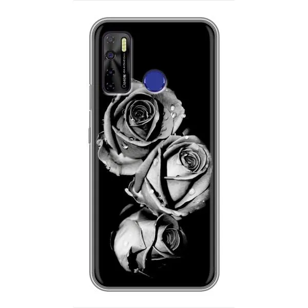 Чехол с принтом «Черная роза» для TECNO Camon 15 Air