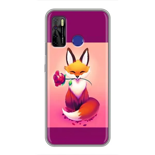 Чехол с принтом «Лисичка с розочкой» для TECNO Camon 15