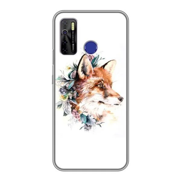 Чехол с принтом «Лисичка в цветочках» для TECNO Camon 15