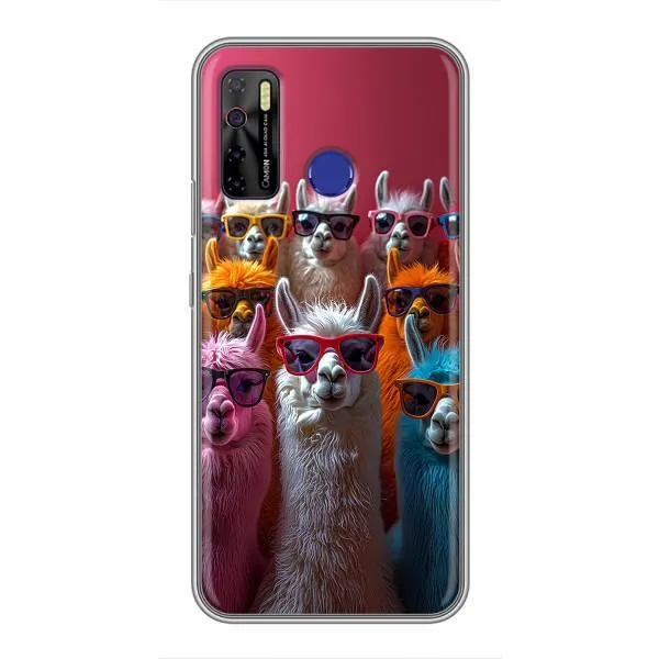 Чехол с принтом «Ламы в очках» для TECNO Camon 15
