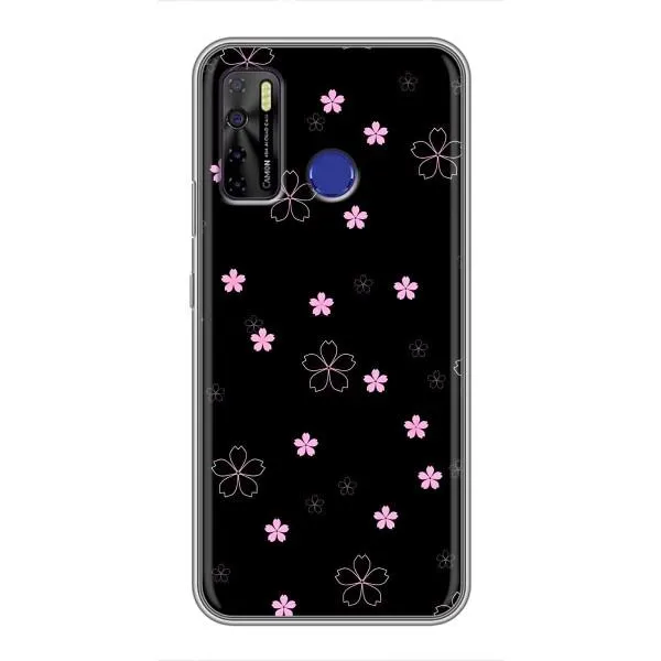 Чехол с принтом «Розовые цветы на черном» для TECNO Camon 15 Чехол с принтом «Розовые цветы на черном» для TECNO Camon 15