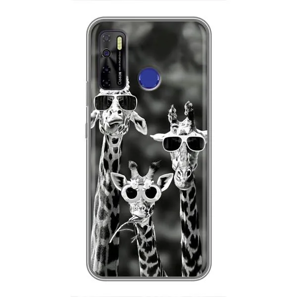 Чехол с принтом «Жирафы в очках» для TECNO Camon 15