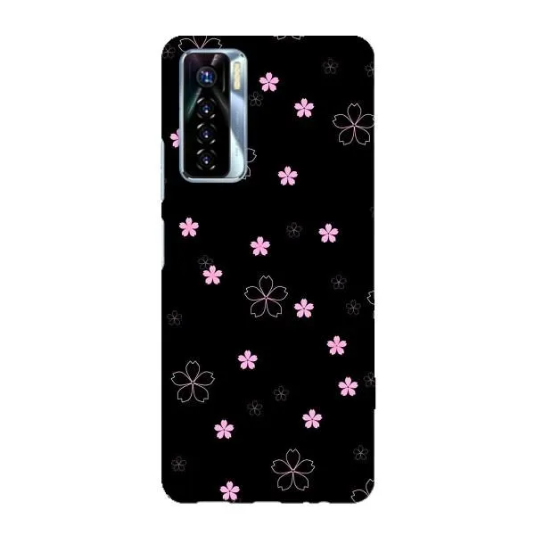 Чехол с принтом «Розовые цветы на черном» для TECNO Camon 17 Pro