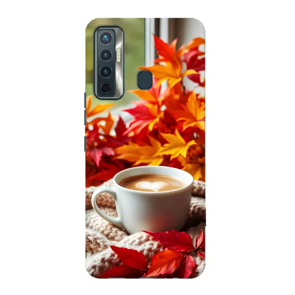 Чохол з принтом «Кава та листя» для TECNO Camon 17 Чохол з принтом «Кава та листя» для TECNO Camon 17