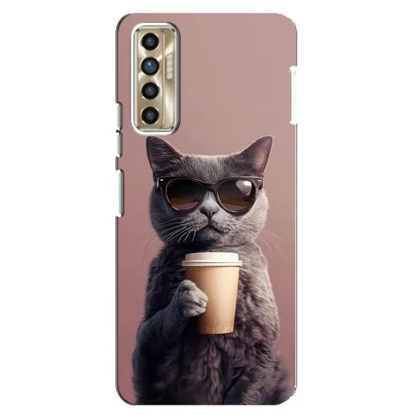 Чехол с принтом «Кот с кофе» для TECNO Camon 17P (CG7n)