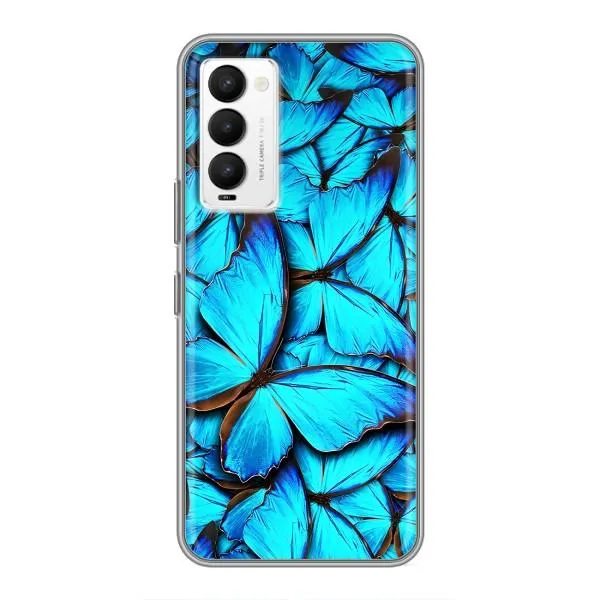 Чехол с принтом «Синие бабочки» для TECNO Camon 18 / Camon 18P Чехол с принтом «Синие бабочки» для TECNO Camon 18 / Camon 18P
