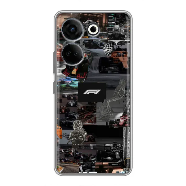 Чехол с принтом «Гоночный коллаж Ф1» для TECNO Camon 20 Pro