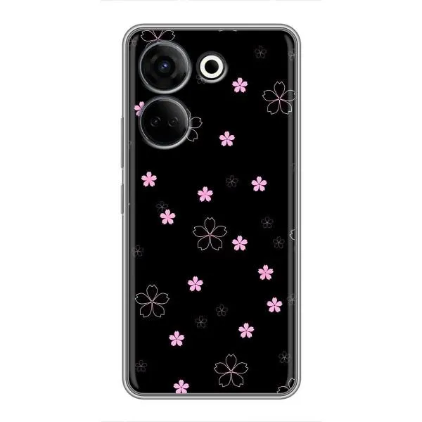Чехол с принтом «Розовые цветы на черном» для TECNO Camon 20 Чехол с принтом «Розовые цветы на черном» для TECNO Camon 20