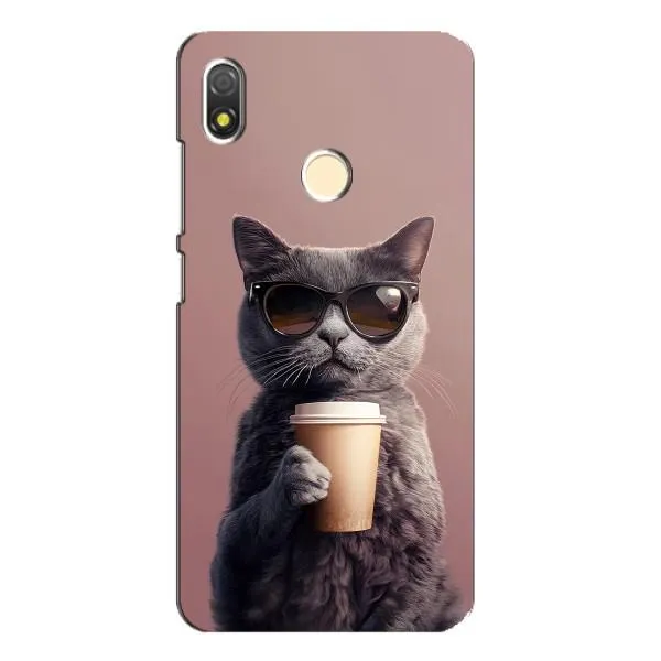 Чехол с принтом «Кот с кофе» для TECNO POP 3