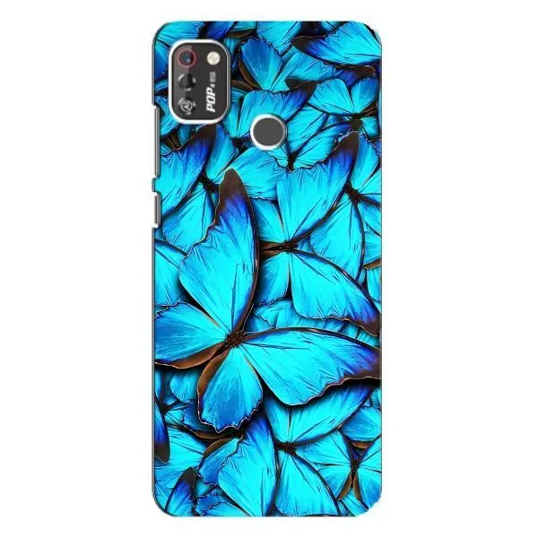 Чехол с принтом «Синие бабочки» для TECNO POP 4 Pro