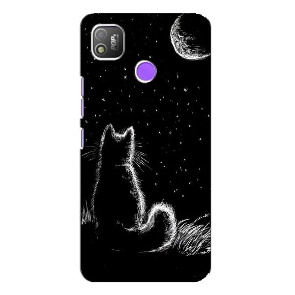 Чехол с принтом «Котик и луна» для TECNO POP 4