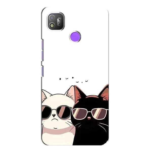 Чехол с принтом «Коты в очках» для TECNO POP 4