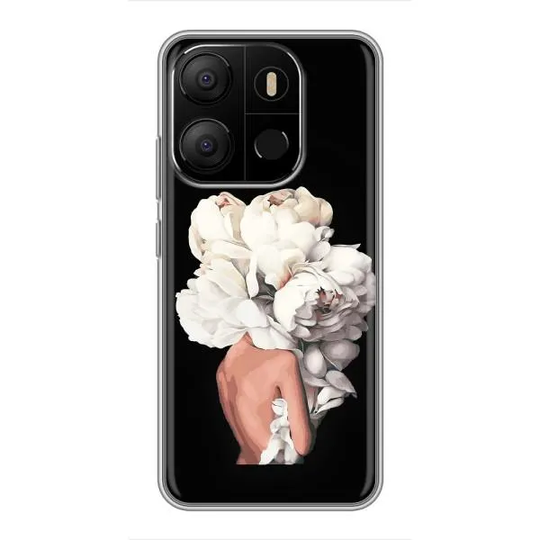 Чехол с принтом «Белые цветы» для TECNO Pop 7 Pro