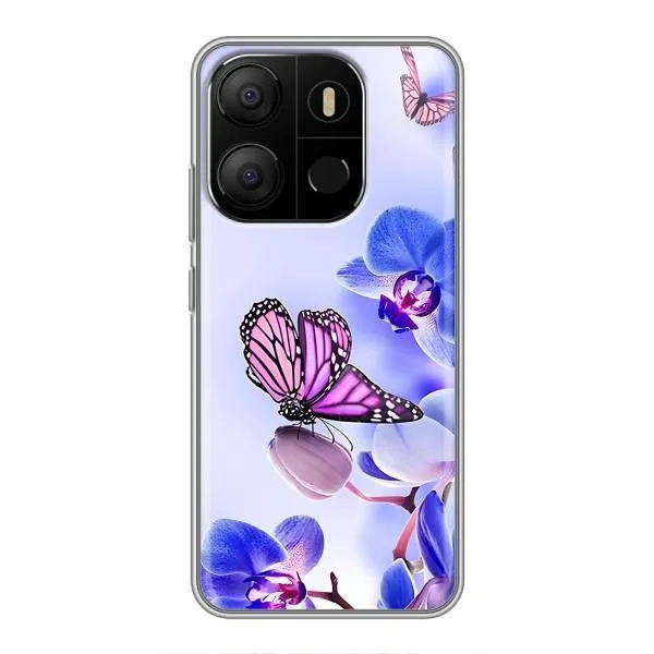Чехол с принтом «Бабочка на цветочке» для TECNO Pop 7 Pro