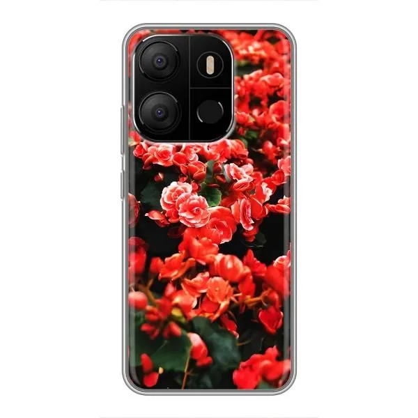 Чехол с принтом «Цветы красные» для TECNO Pop 7 Pro