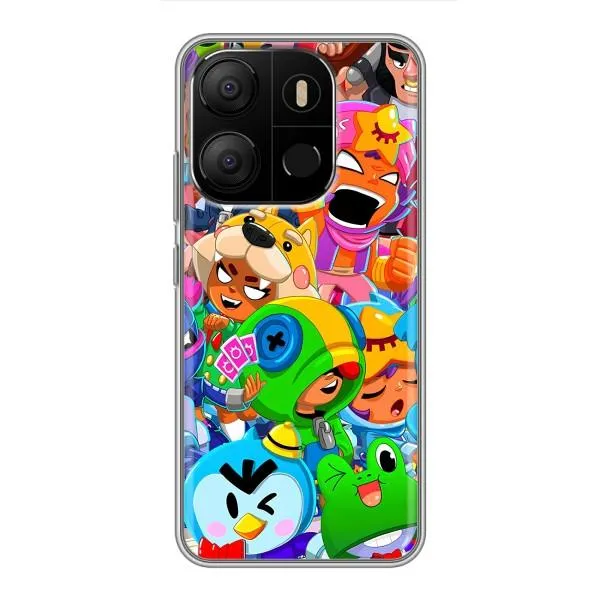 Чохол з принтом «Герої Бравл Старс» для TECNO Pop 7 Pro