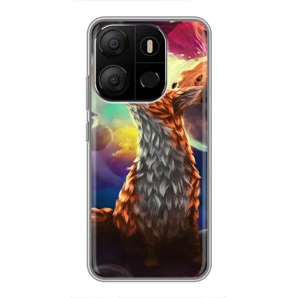 Чехол с принтом «Лисица в космосе» для TECNO Pop 7 Pro