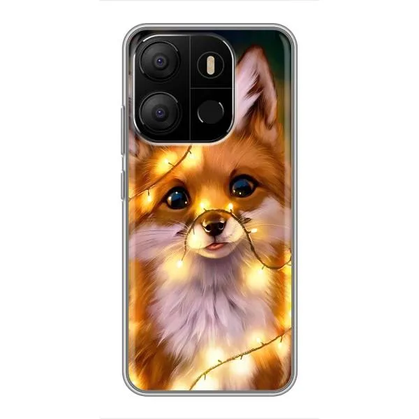 Чехол с принтом «Лисичка в гирляндах» для TECNO Pop 7 Pro