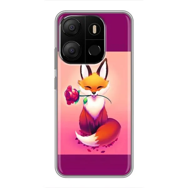 Чехол с принтом «Лисичка с розочкой» для TECNO Pop 7 Pro