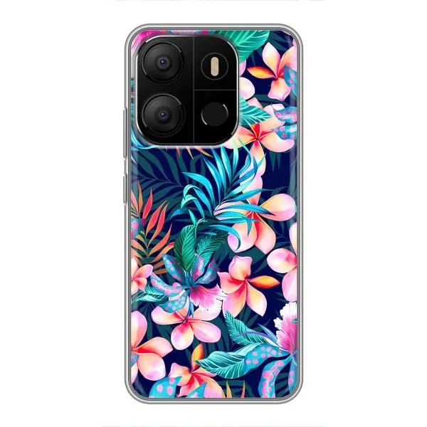 Чехол с принтом «Красочные цветы» для TECNO Pop 7 Pro