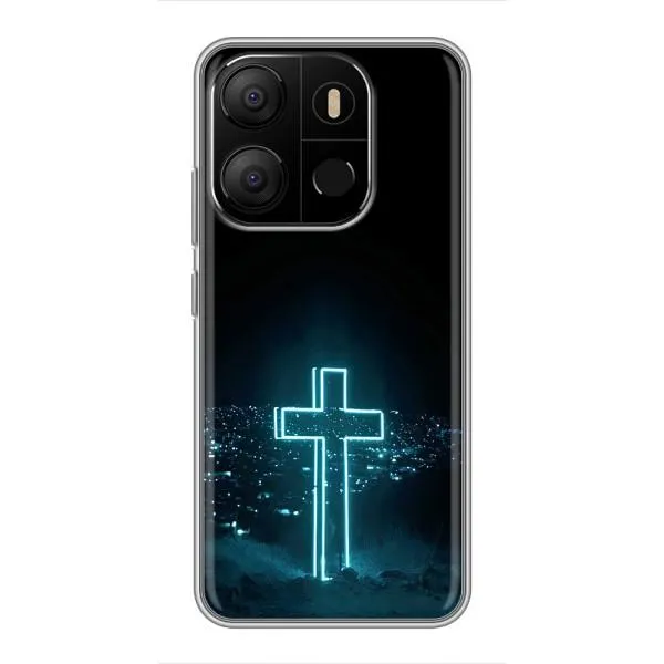 Чехол с принтом «Крест и город» для TECNO Pop 7 Pro