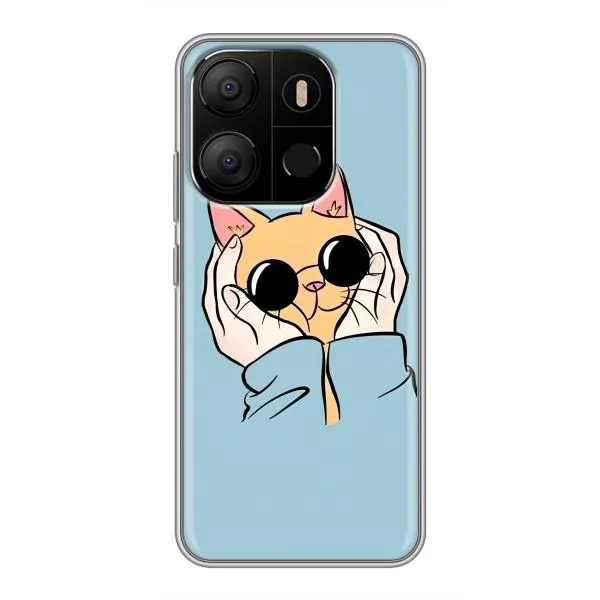 Чехол с принтом «Котик в очках» для TECNO Pop 7 Pro
