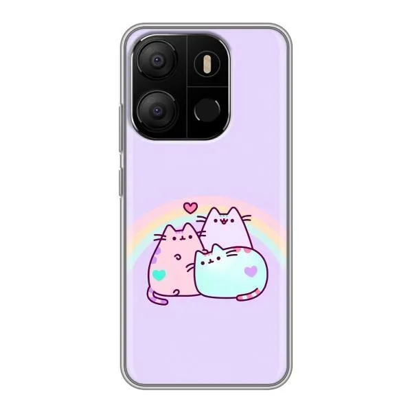 Чехол с принтом «Радужные котики» для TECNO Pop 7 Pro