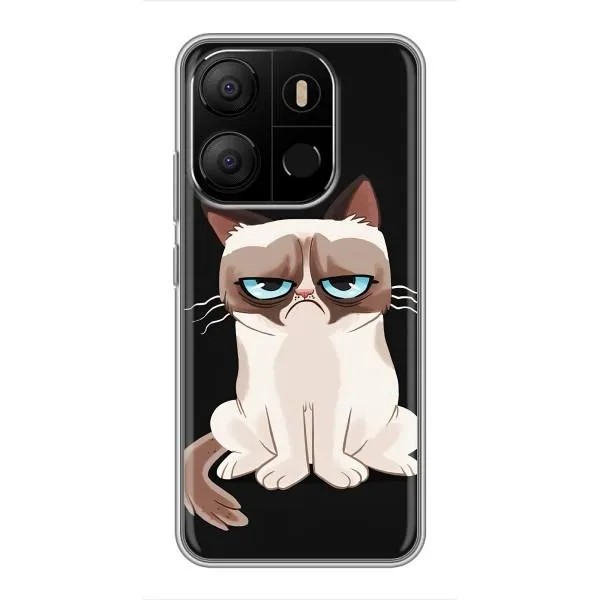 Чехол с принтом «Грустный кот» для TECNO Pop 7 Pro