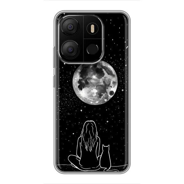 Чохол з принтом «Дівчина з котом» для TECNO Pop 7 Pro