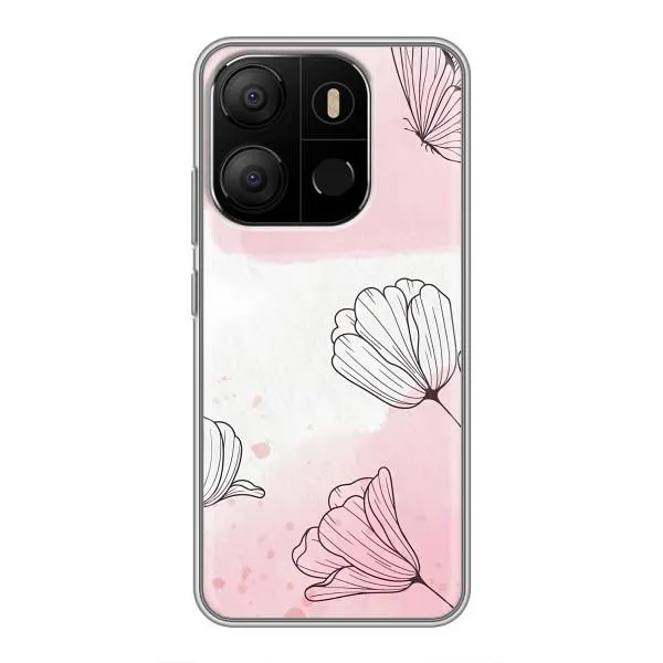 Чехол с принтом «Розовые цветы» для TECNO Pop 7 Pro