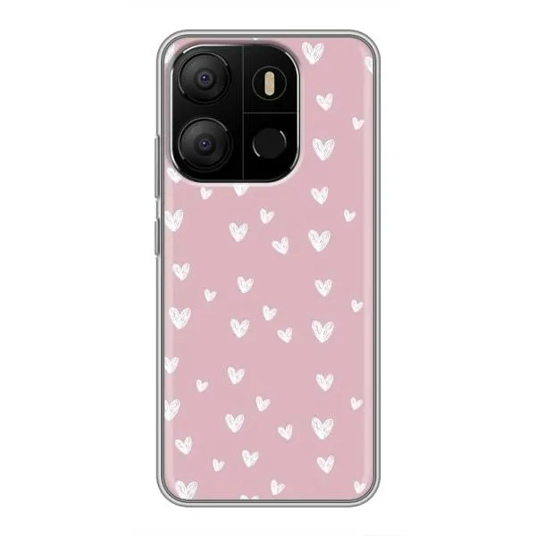 Чехол с принтом «Сердечки на розовом» для TECNO Pop 7 Pro