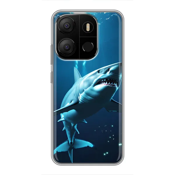 Чехол с принтом «Акула под водой» для TECNO Pop 7 Pro