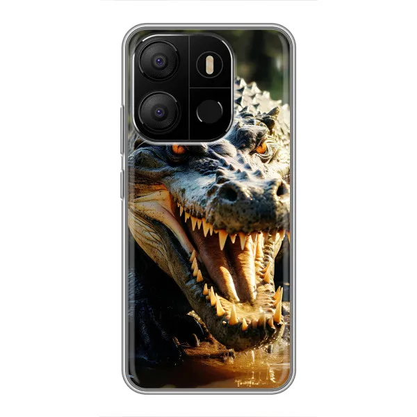 Чехол с принтом «Опасный крокодил» для TECNO Pop 7 Pro