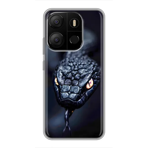 Чехол с принтом «Черная змея» для TECNO Pop 7 Pro