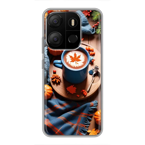 Чехол с принтом «Кофе и тыковки» для TECNO Pop 7 Pro Чехол с принтом «Кофе и тыковки» для TECNO Pop 7 Pro