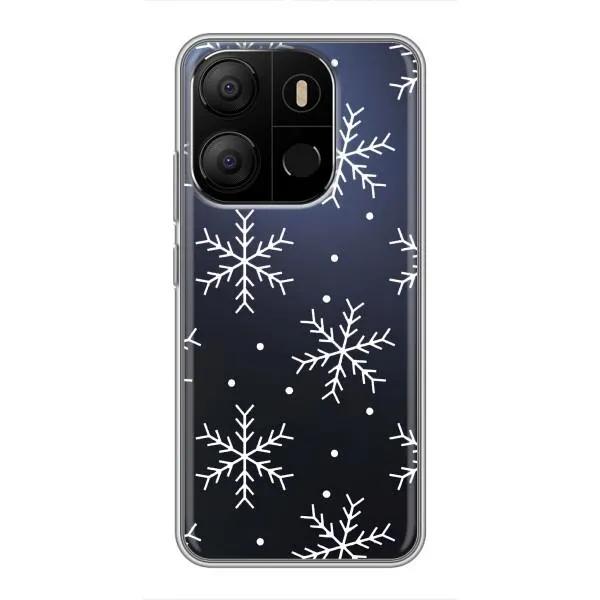 Чехол с принтом «Белые снежинки» для TECNO Pop 7 Pro