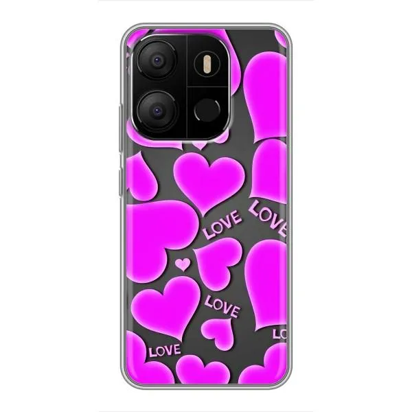 Чехол с принтом «Pink hearts» для TECNO Pop 7