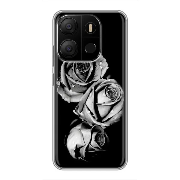 Чехол с принтом «Черная роза» для TECNO Pop 7