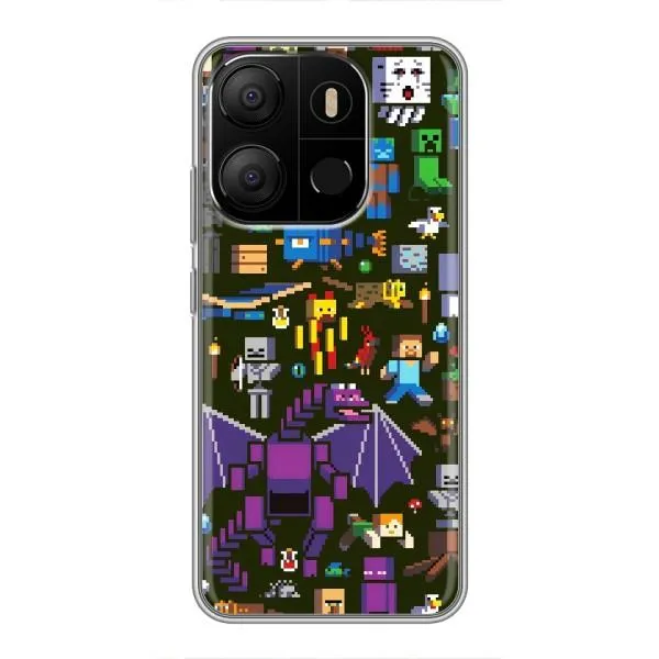 Чехол с принтом «Коллаж Майнкрафт» для TECNO Pop 7 Чехол с принтом «Коллаж Майнкрафт» для TECNO Pop 7