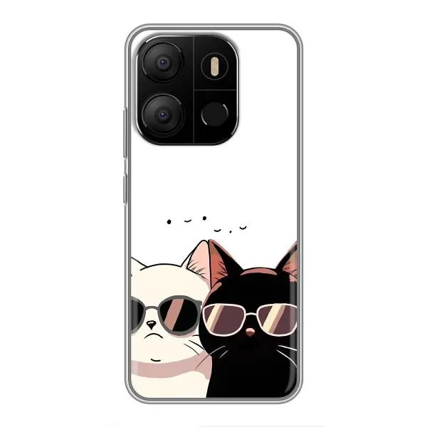 Чехол с принтом «Коты в очках» для TECNO Pop 7